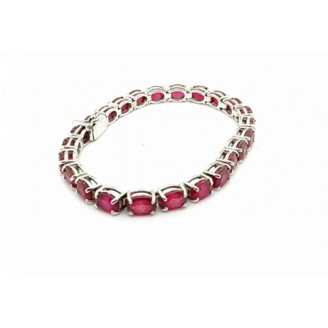 Pulseira de Rubi Oval 