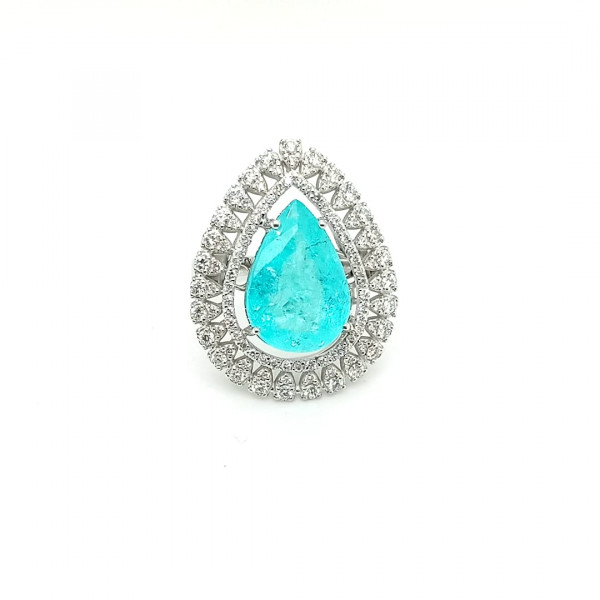 Anel de Paraiba Gota com Brilhantes 