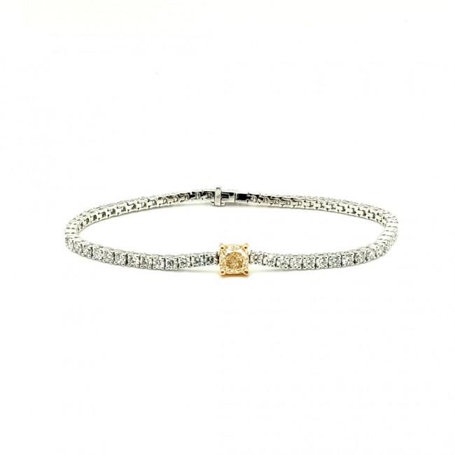 Pulseira Riviera com Brilhante Cushion