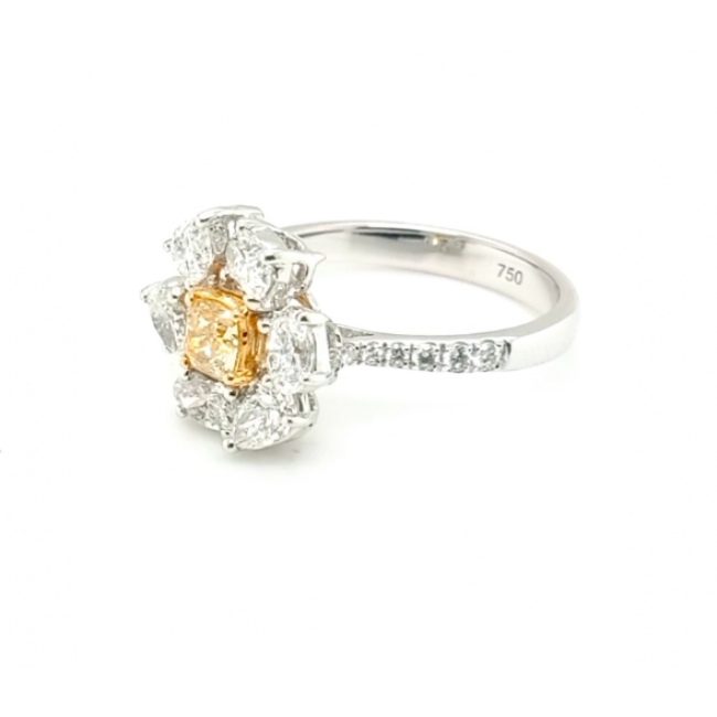 Anel Fancy Yellow com Brilhante White 