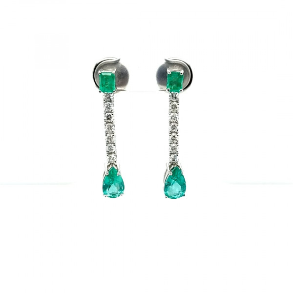 Brinco Esmeralda com Brilhantes 