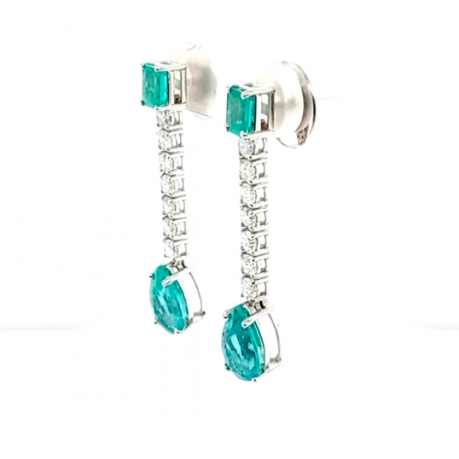 Brinco Esmeralda com Brilhantes 