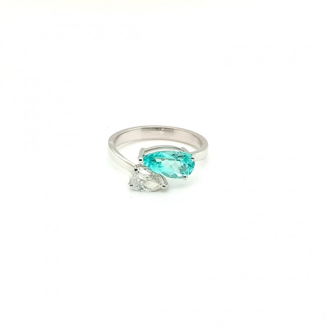 Anel Paraiba Gota com Brilhante Gota 