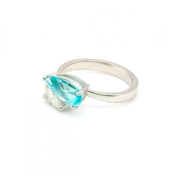 Anel Paraiba Gota com Brilhante Gota 