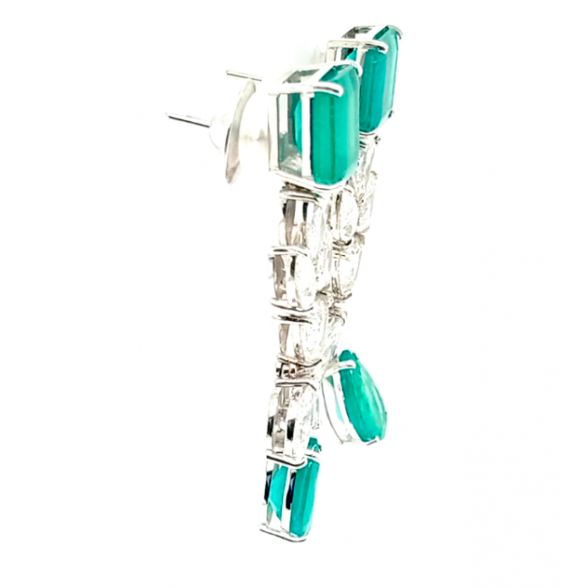 Brinco Esmeralda com Brilhantes 