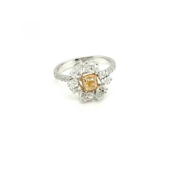 Anel Fancy Yellow com Brilhante White 