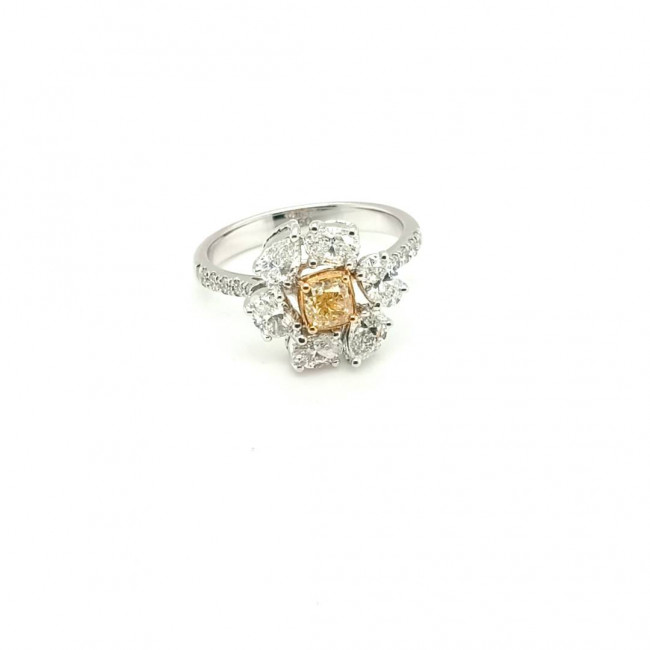 Anel Fancy Yellow com Brilhante White 