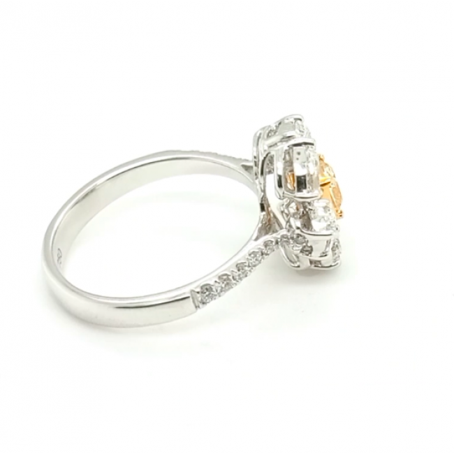 Anel Fancy Yellow com Brilhante White 