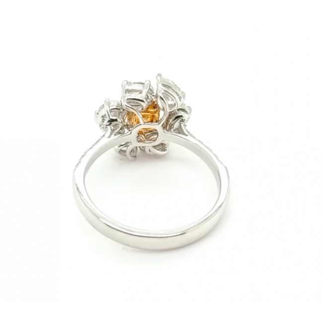 Anel Fancy Yellow com Brilhante White 