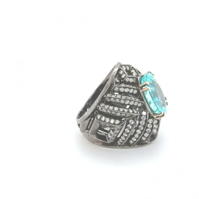 Anel Paraiba Oval com Brilhante 