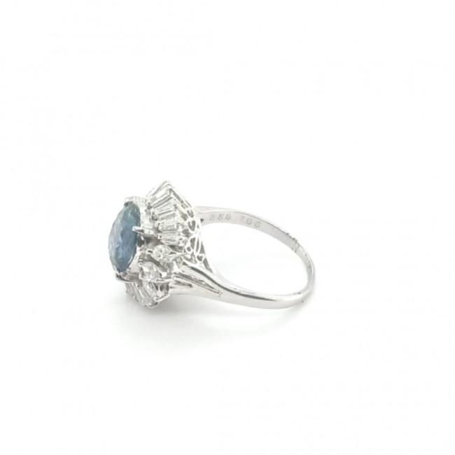 Anel Safira Azul com Brilhante Mix