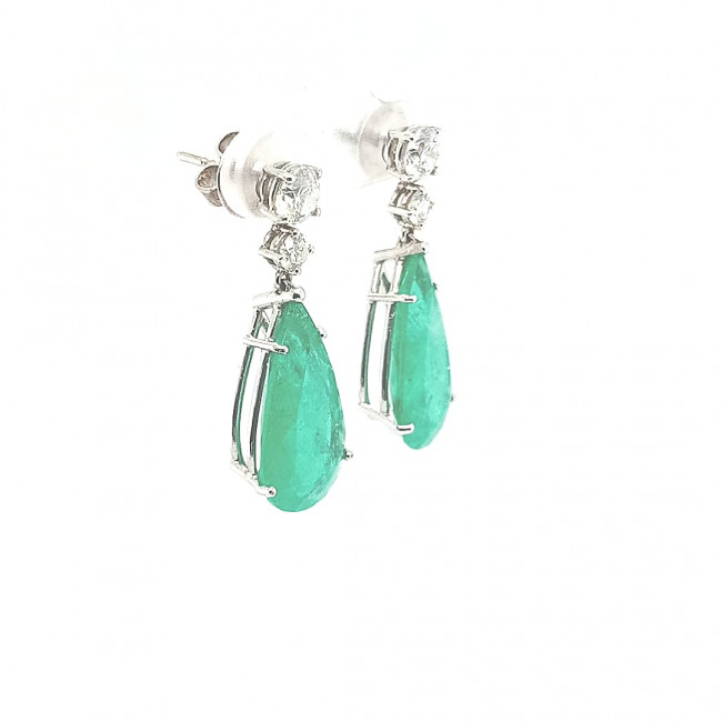 Brinco Esmeralda com Brilhante 