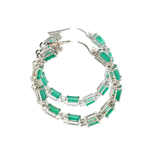 Brinco Argola Esmeralda com Brilhante 