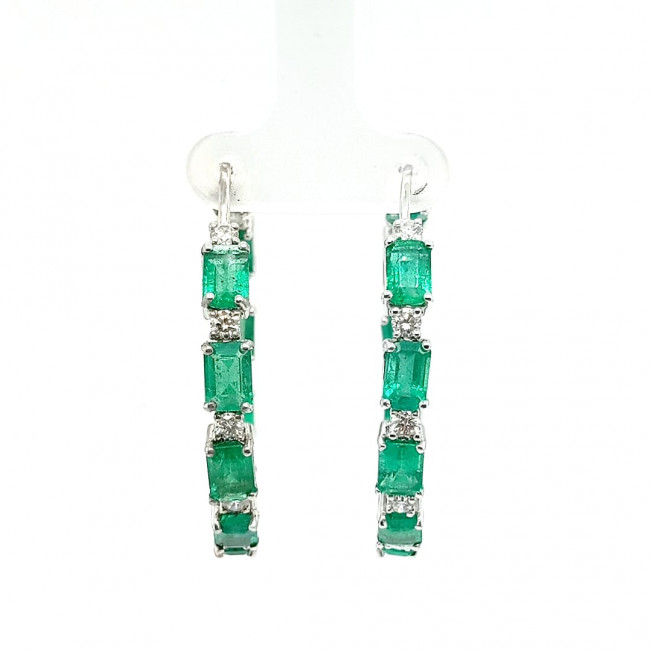 Brinco Argola Esmeralda com Brilhante 