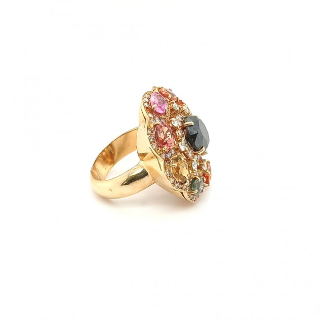 Anel Brilhante Black com Safira 